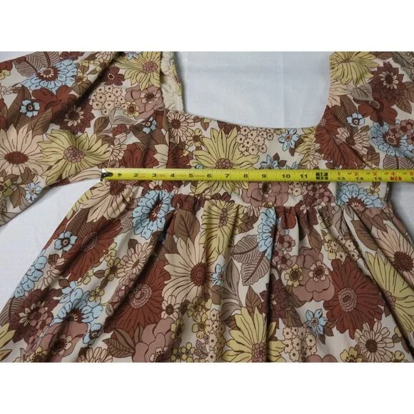 Hudson Gray Boho Floral Puff Sleeve Mini Dress Women’s Size M - Picture 4 of 11